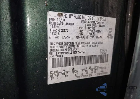 2001 Ford F-150 King Ranch Edition/Lariat/Xlt from USA, damaged, VIN 1FTRW08L51KF66858